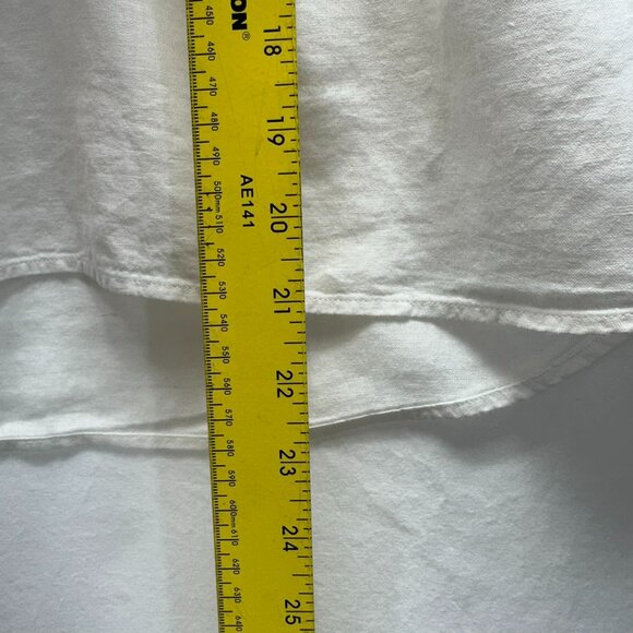 Uniqlo Linen Short Sleeve Button Up Blouse White GUC Women Size Small Hi Low Top - Picture 9 of 9